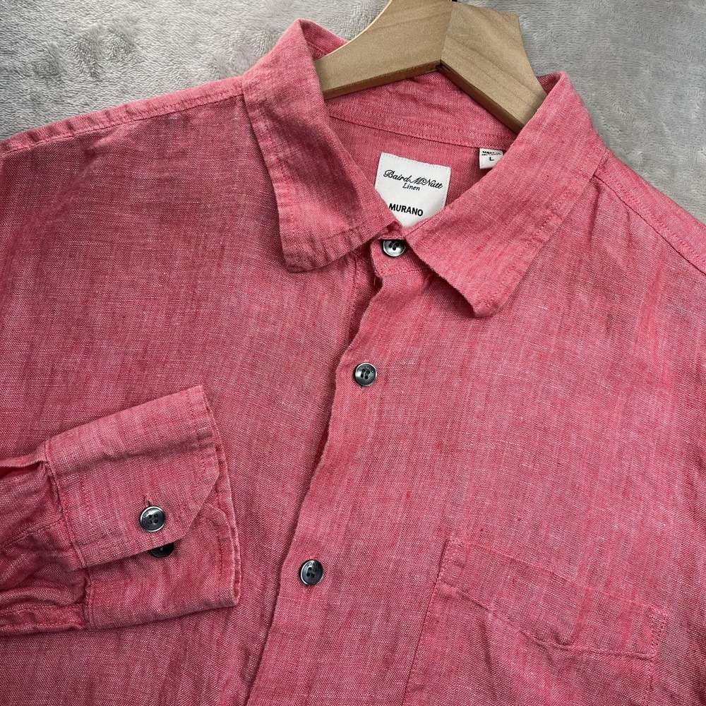 Baird McNutt Linen Murano Shirt Color Pink Button Up Mens Size L